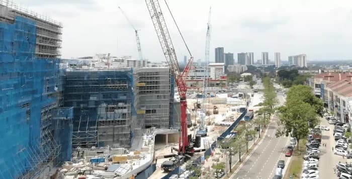 An aerial view of the Superior Heavy Equipment operational yard in Johor Bahru