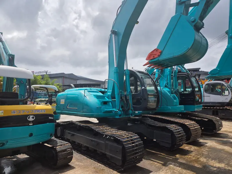 Excavator for rent parked at the Superior Heavy Equipment yard in Johor
