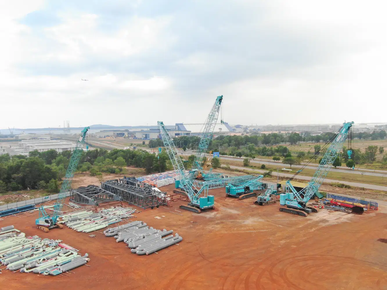 Drone photo of the Superior Heavy Equipment operations yard in Johor Bahru